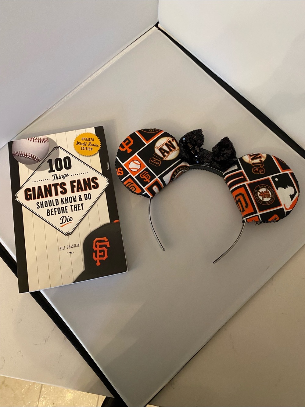 Adult/ Kids San Francisco Giants Orange & Black Logo Ear Headband with Bow/book